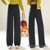 Women's Autumn Winter Plush-Lined Elastic Waist Straight Leg Pants