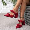 Women's shoes party party red high heels sandals thick heels high heels fashion pointed buckle simple high heels