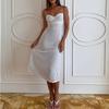 2026 Womens Polka Dot Print Backless Sleeveless Maxi Dress High Waist Slim Fit Elegant Office Casual