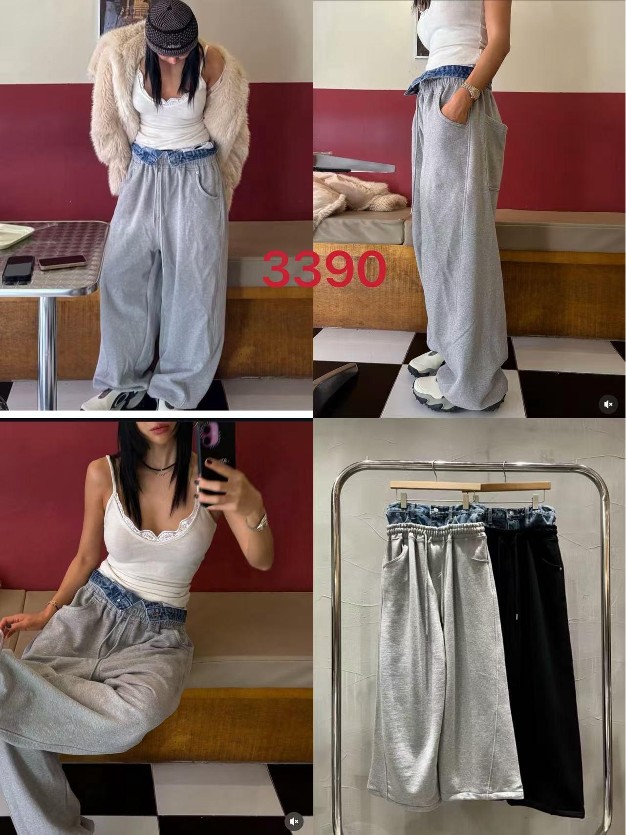 

Korean Vintage Wide-Leg Patchwork Jeans for Women - Versatile, Casual, and Trendy Sweatpants for Spring and Autumn M чёрный