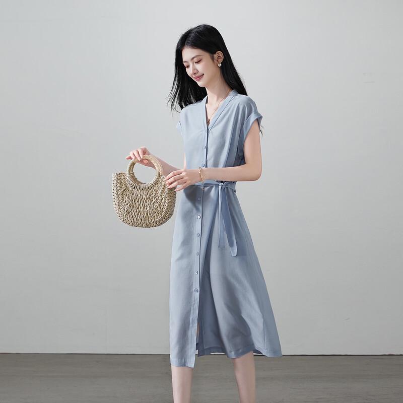 SOFSIL Women's Silk Blend V-Neck Midi Dress
