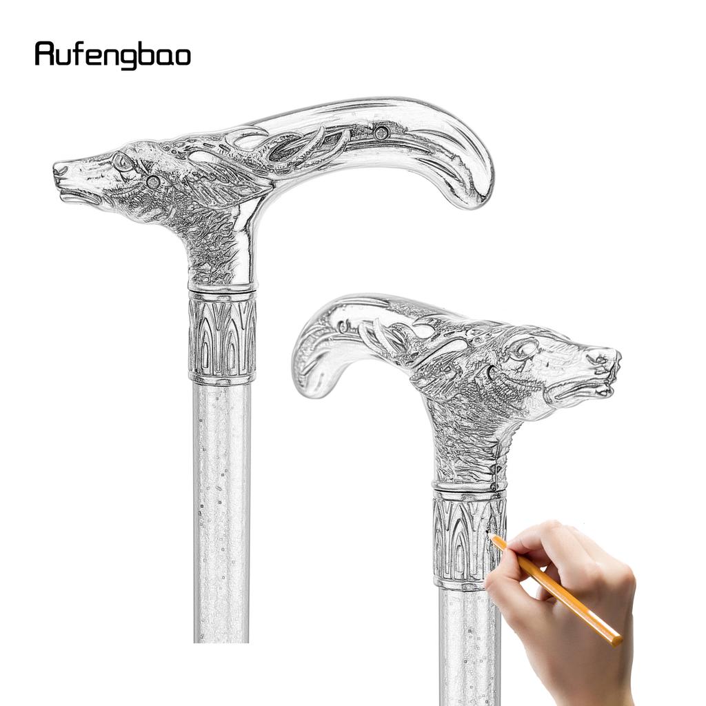 Cap de Cerb Sika Alb Auriu Baston de Mers Fashion Decorativ Baston de Mers Domn Elegant Cosplay Baston Mâner Cârjă 91cm