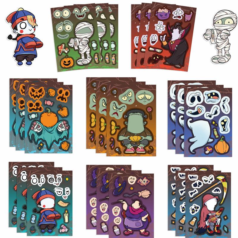 8 Sheets Halloween Stickers Waterproof Vinyl Zombie Vampire Pumpkin Demon Decals Sticker DIY for Water Bottle Laptop Luggage Skateboard Phone