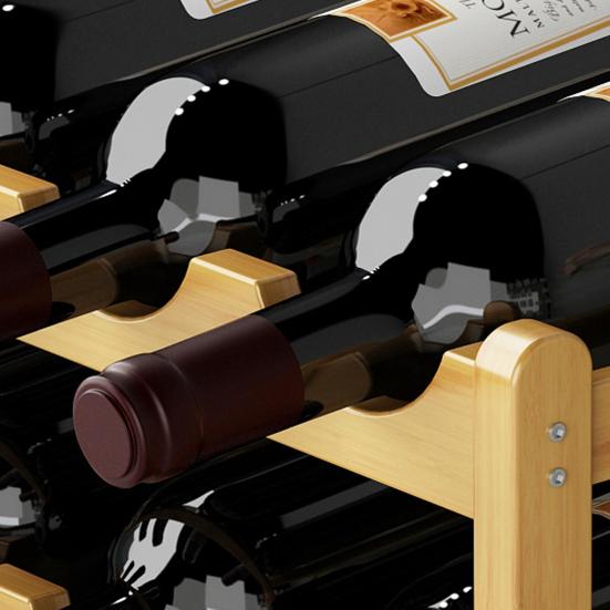 Bamboo Wine Rack Holder Bar Cabinets Stackable Storage Cube Tabletop for Champagne Multilayer DIY Assembled Natural Wood Bottle Holder for Kitchen