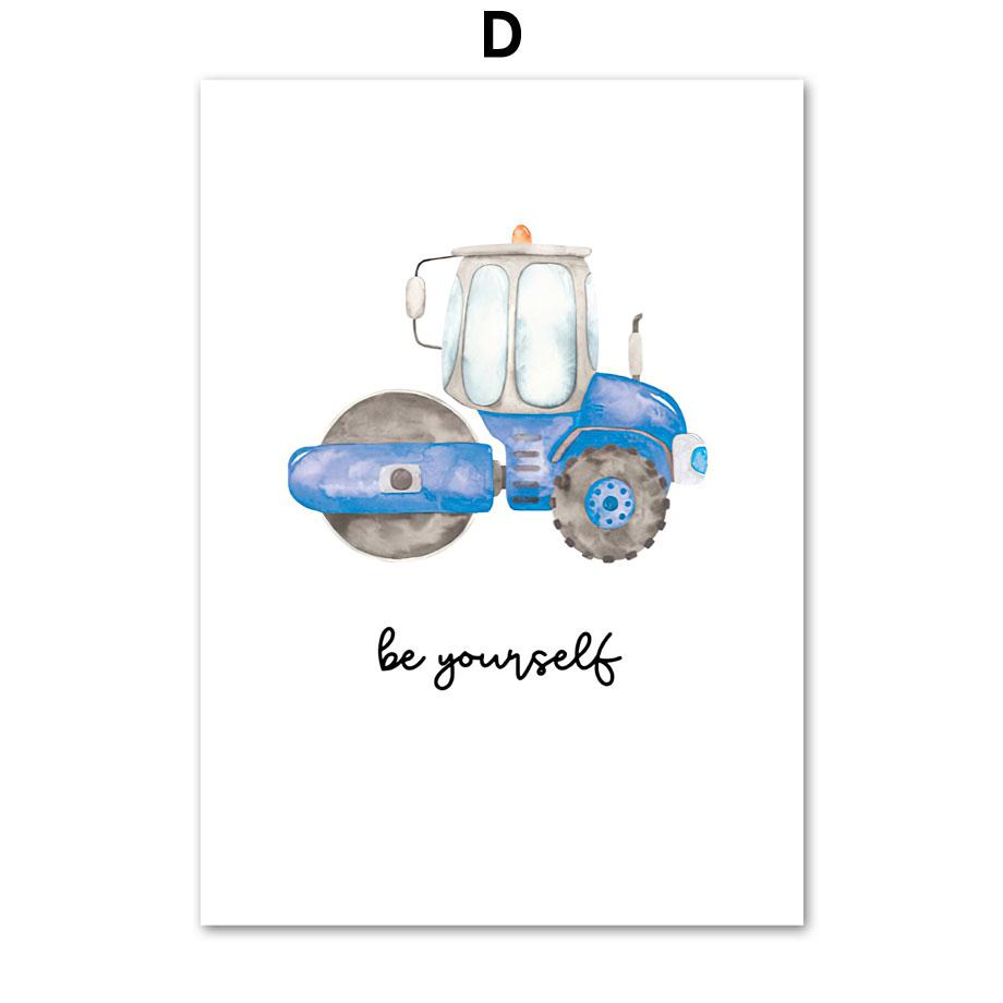 Construction Trucks Transportation Vehicles Car Boy Nursery Wall Art Print Canvas Painting Wall Pictures Baby Kids Room Decor