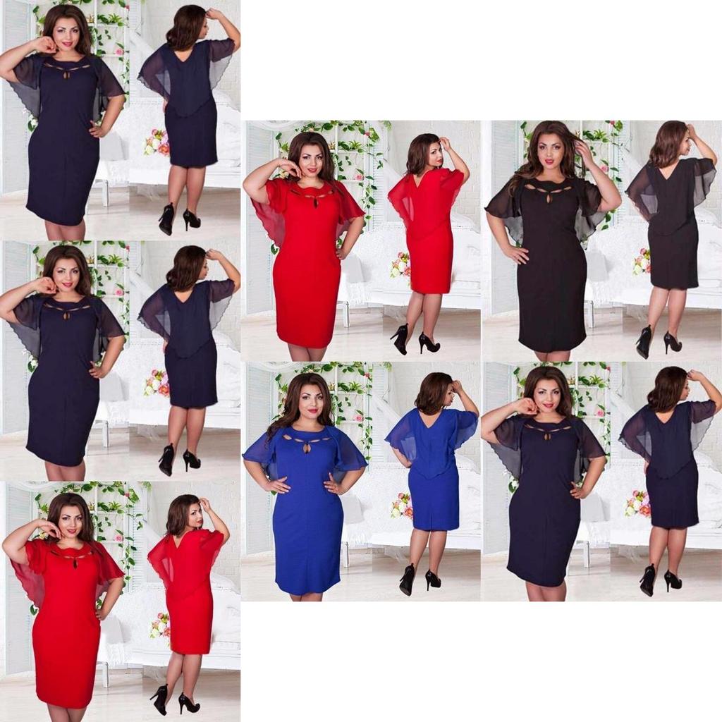 Elegant Women Hollow Out Cape Dress Short Sleeve Clubwear Beach 6xl Large Size Chiffon