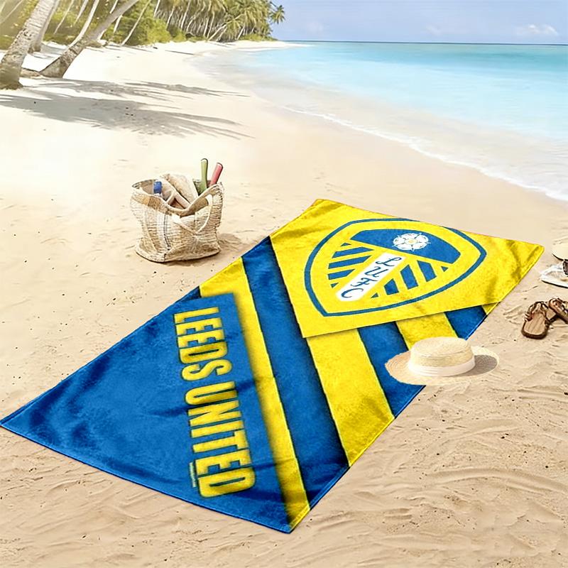 Leeds United Logo Aufdruck Strandtuch, Großes Weiches Schnelltrocknendes Handtuch für Strand Camping Schwimmen