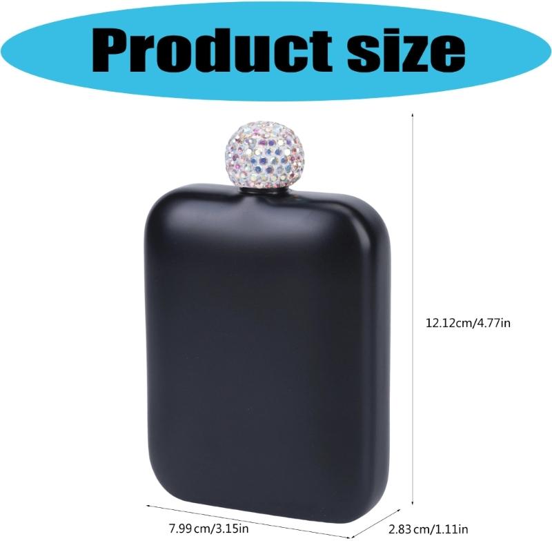 Classical Stainless Steel Square Drinking Flask With Leak Proof Rhinestones Lid Small Liquor Bottle Hip Flask For Parties And Outdoor Activity