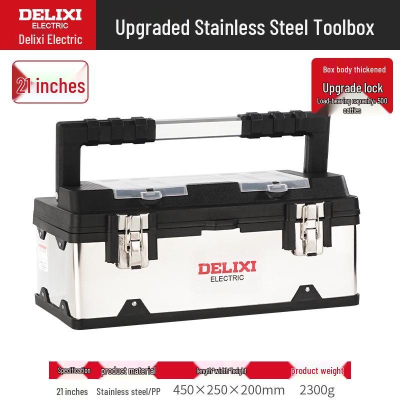 Delixi Portable Stainless Steel Multi-Tool Box - Industrial & Household Use