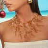 Exaggerated Beaded Coral Necklace Multi-Layer Bohemia Coralal Pendant Necklace Jewelry Colorful Ocean Style Beach Choker
