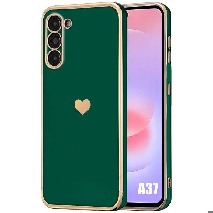 Silicone Case - BOOLING - for Samsung Galaxy A37 5G - Flexible Slim Heart Pattern - Night Green