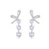 Bow love zircon stud earrings women's light luxury niche design high-end ear clips mosquito coil disc earrings without earholes