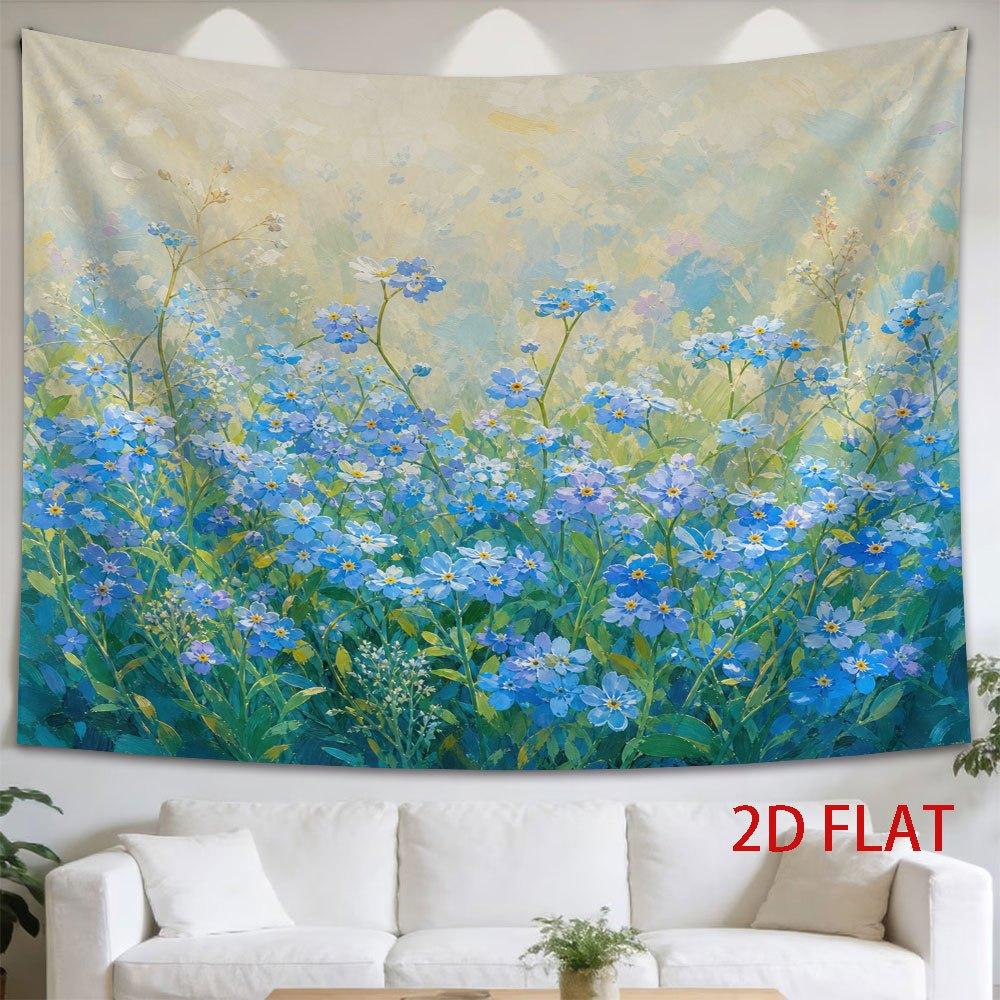 1pc Tapestry A Serene Field of Blue And Purple Forget-Me-Nots Under Soft Spring Light, Evoking Calmness And Natural Beauty