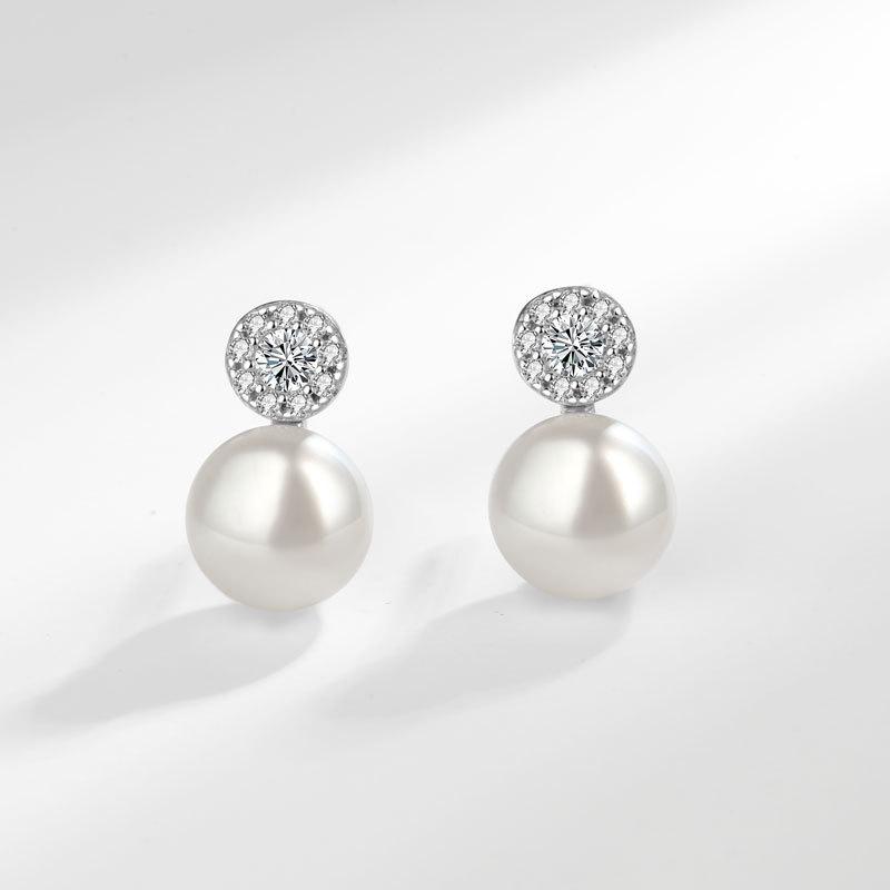 Fashion Natural Freshwater Pearl Pendant Necklace And Zircon Stud Earrings Set Women Wedding Jewelry Accessories