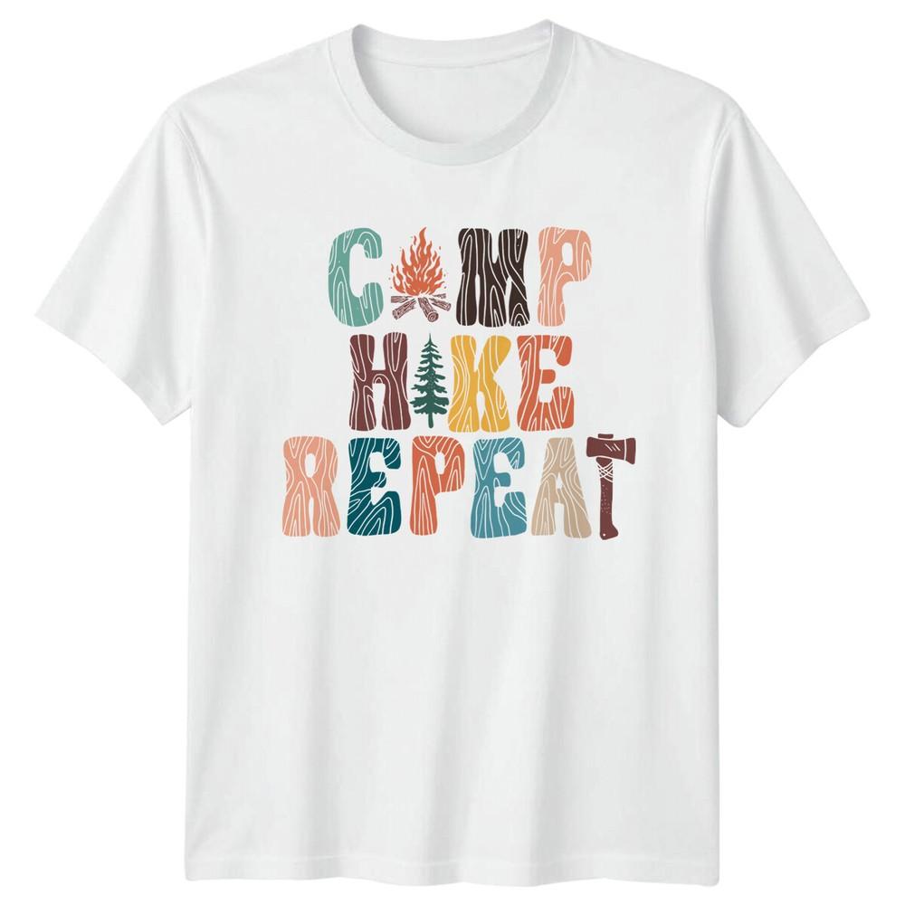 Camp Hike Repeat Camping TShirt Adventure Graphic Tee Retro S