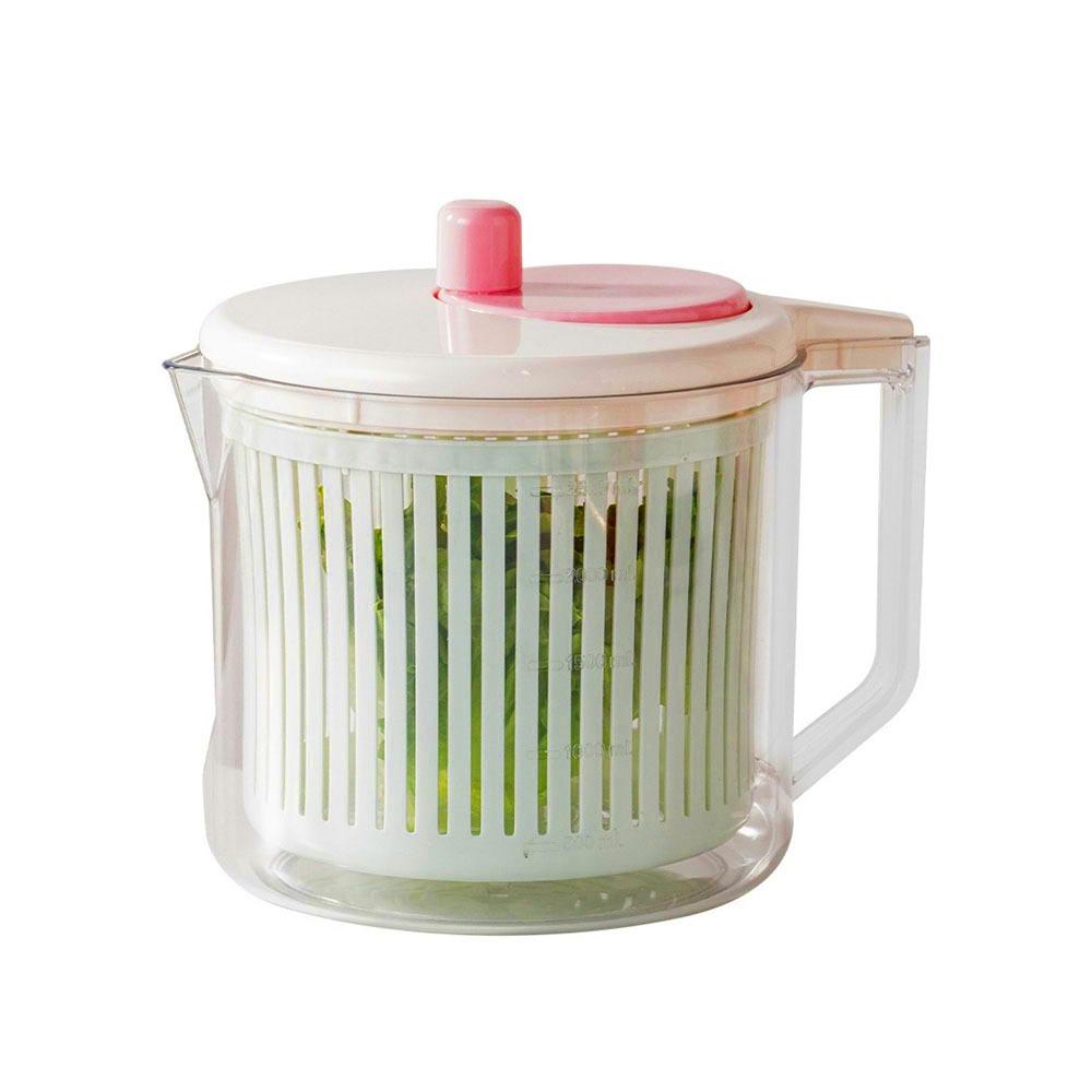 Drain and Spin Dryer Vegetable Dehydrator Plastic Fruit  Manual Spin Basket  Baking Preparation розовый