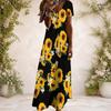 Women Plus Size V Neck Short Sleeve USA Flag Printed Maxi Dress