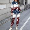 Sets For Women 2 Piece Round Neck Long Sleeve Shirts Printed Sweatpants Pocket Sets