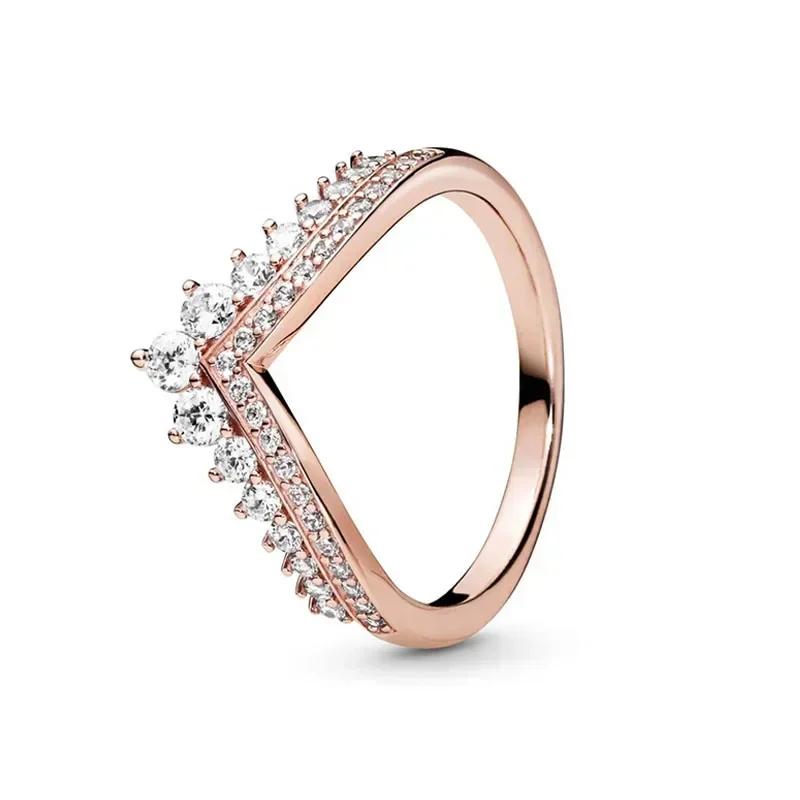 925 Sterling Silver Rose Gold Ring Hot Selling, Sparkling, Fashionable and Charming Crystal Ring, Women's Birthday Jewelry