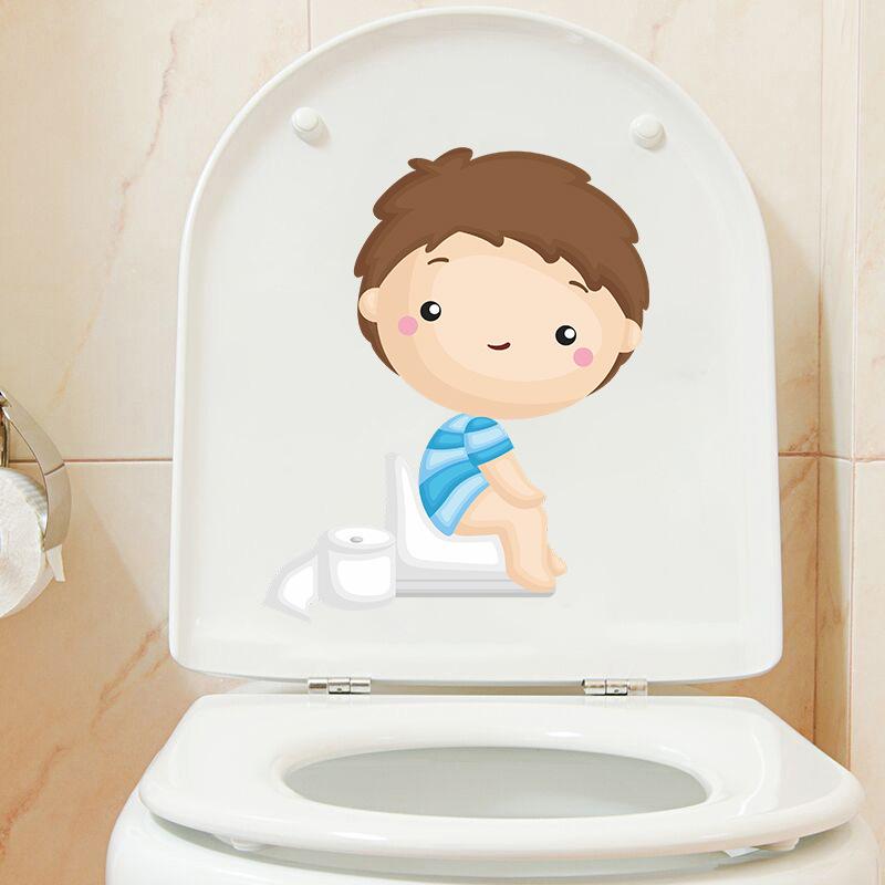 Cartoon Potty Training Boy Toilet Seat Sticker for Kindergarten Kids Room Removable Self-Adhesive Decal