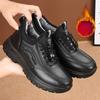 Women's Plus Size Warm Fleece Lined Winter Boots, New Thickened Leather Cotton Shoes, Soft Sole Snow Boots for Middle-Aged and Elderly Women