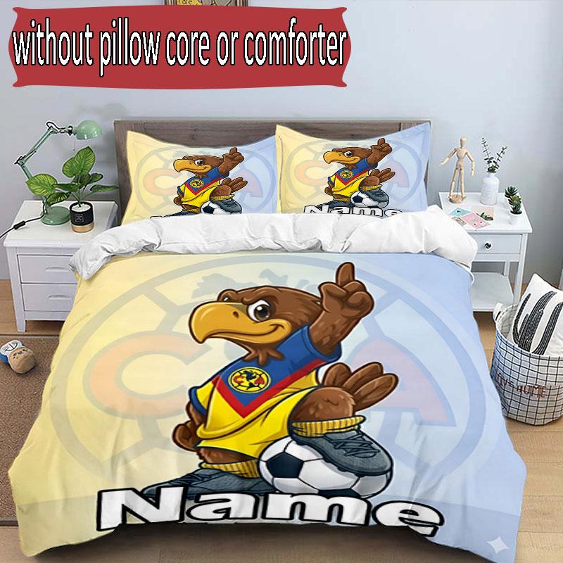 3pcs Duvet Cover Set (1*Duvet Cover + 2*Pillowcase, Without Core), Custom Name Club America Pattern Bedding Set, Home Bedroom Decor Gift