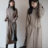 With Coat Medium and Long Turtleneck Knitted Sweater Skirt Women's Autumn and Winter Bottoming Inner Lazy Wind Knee Waist Dress