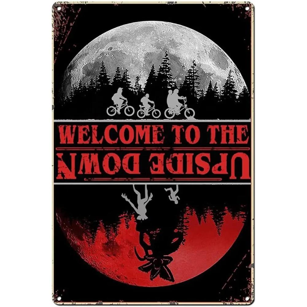 Перевернутая винтажная жестяная табличка Интересная винтажная металлическая жестяная табличка - Добро пожаловать в Изнанку, Вещи странные, Декор для гаража/бара 20x30cm（7.8x11.8inch）