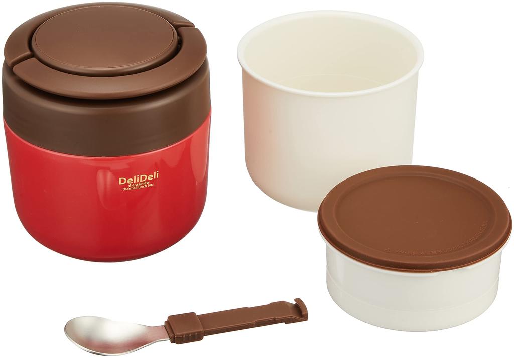 Pearl Metal Donburi Lunch with Deli Box, 390mm, Spoon, Red, Deli, HB-3323