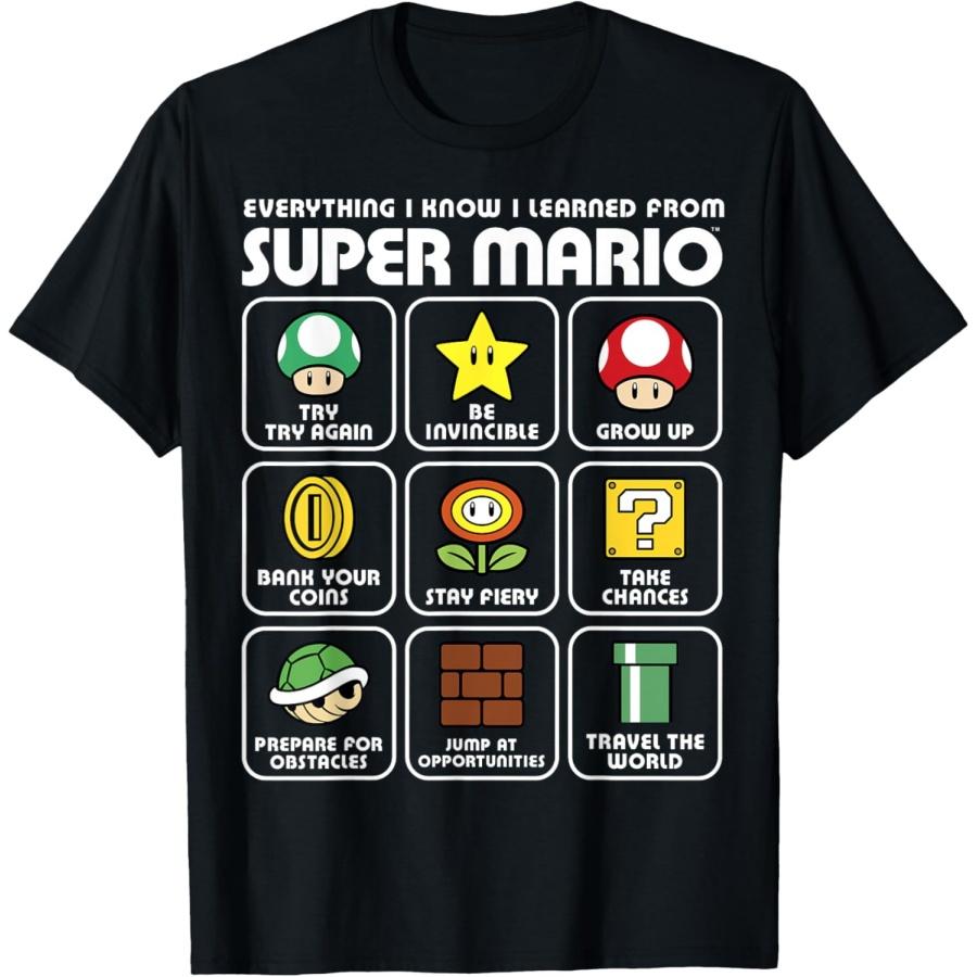 

Nintendo Super Mario Life Lessons Icons Graphic T-Shirt T-Shirt XXXXXL чорний