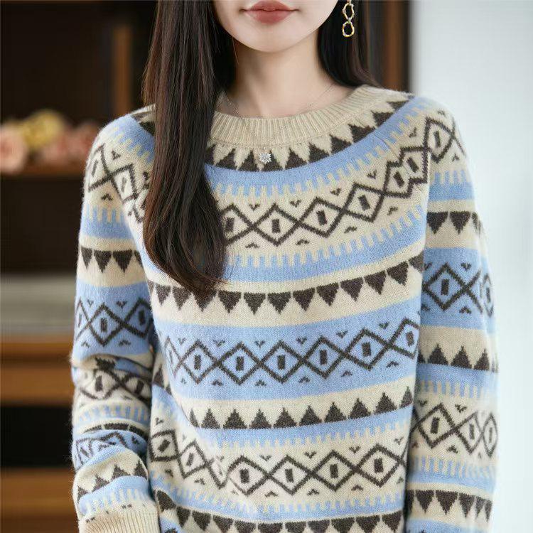 Women's Loose Fit Round Neck Wool Sweater – Lightweight, Comfy & Versatile for Spring and Autumn