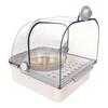 Bird Cage Accessory Feeder with Bowl, Transparent Parrot Bathtub Food Container, Indoor No Mess Shower Box for Parakeet Cockatiels
