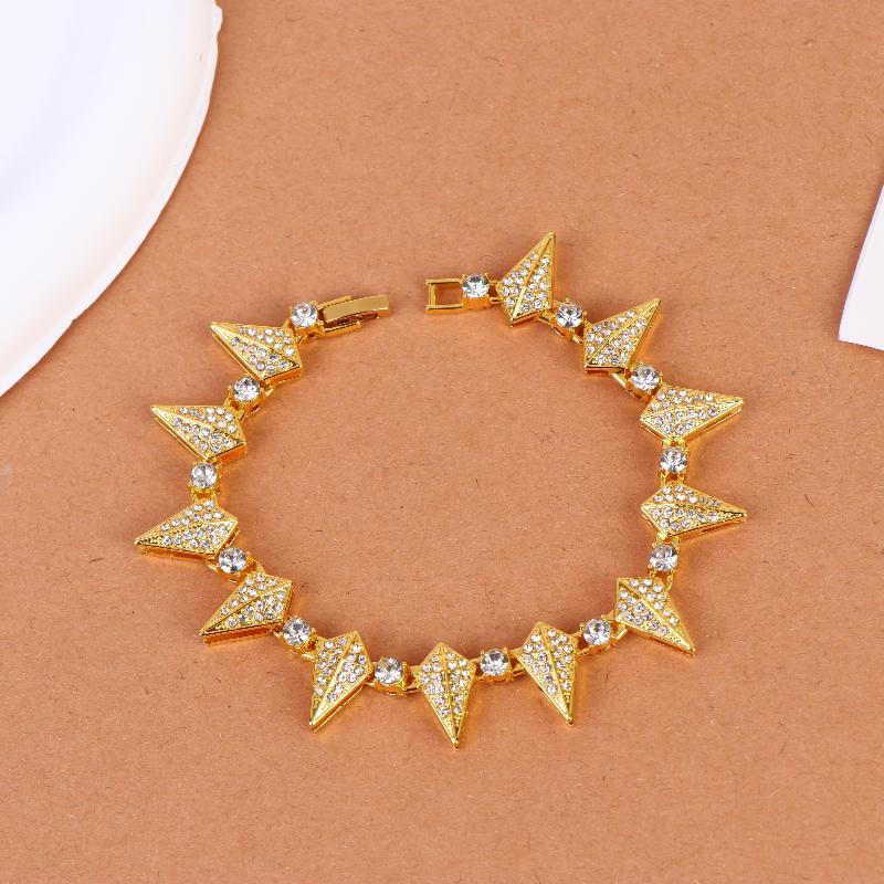 

Cool Men Women Cuban Chain Jewelry Gift Rock Punk Cz Paved Spike Geometric Charm Chain Necklace Bracelet