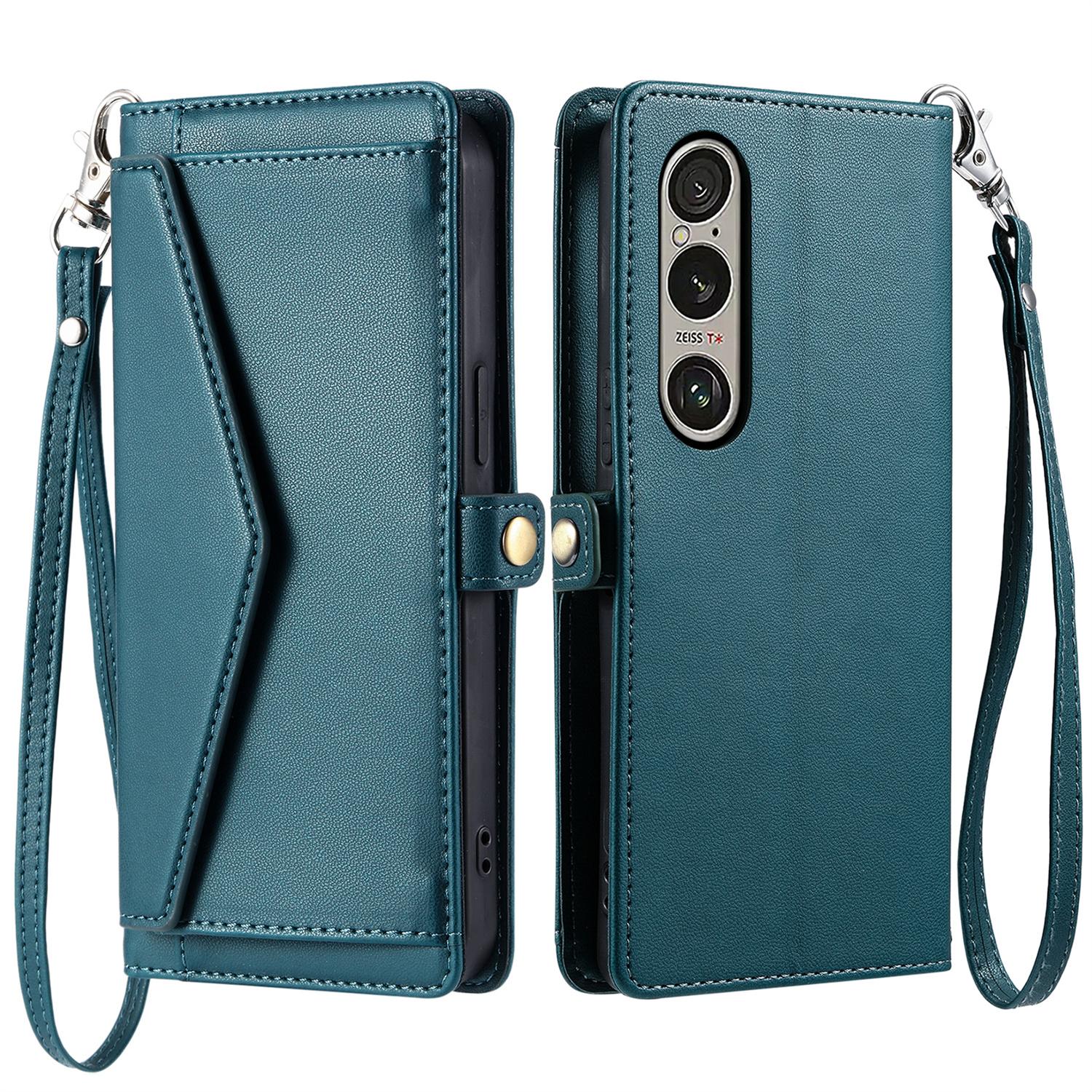 

For Sony Xperia 1 VII Leather Case with Wrist Strap Wallet Stand Phone Cover C