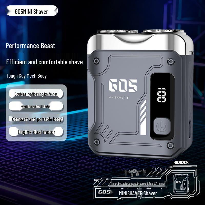 Cyberpunk Mecha MINI Electric Shaver G05: Portable Automatic Razor for Men