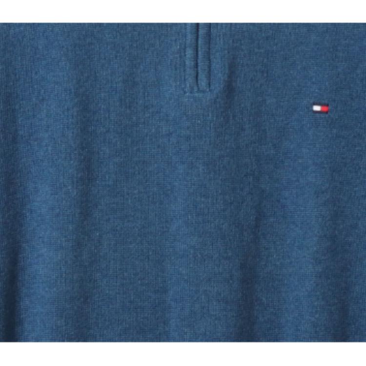 Tommy Hilfiger Ss25 Half High Neck Pullover Long Sleeve Knit Sweater Men Sweater Blue 78J3765-420