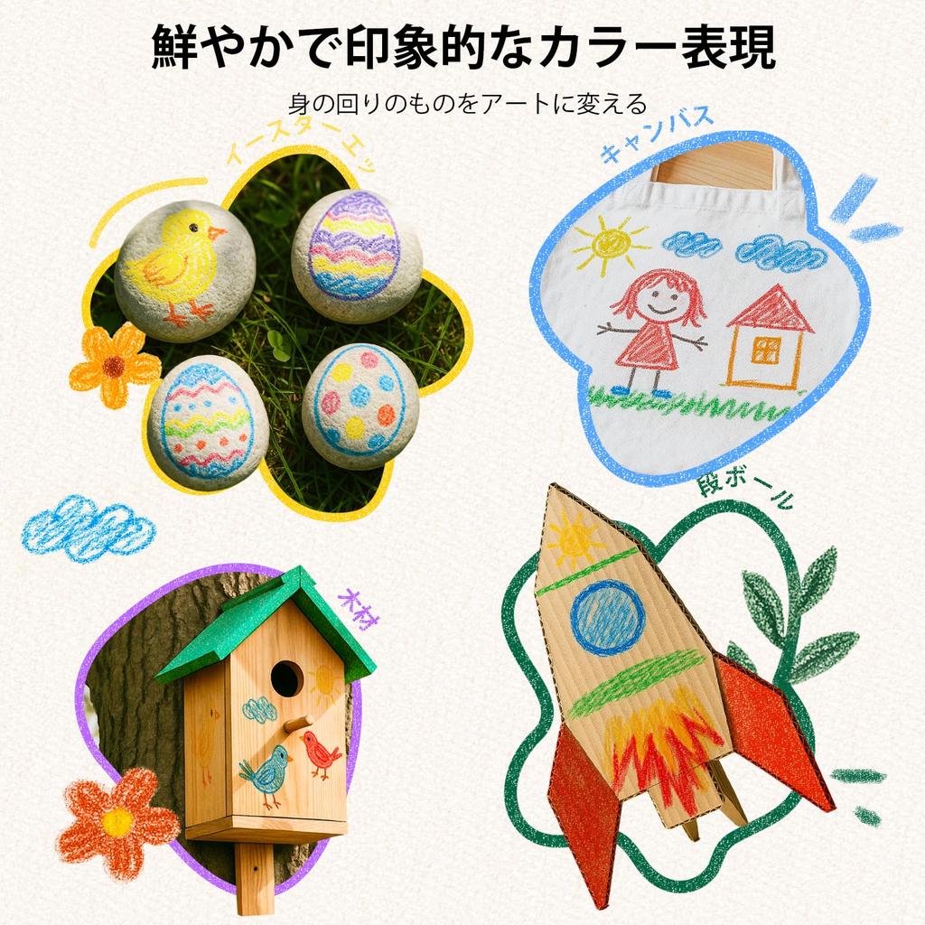 JUPITEARTH Tempera Rocket 36 Pastel Retractable Tempera Paint Easy To Perfect for and Perfect for Elementary School and Toddlers Crayons, Shape,