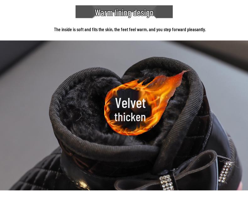 Bottes d'hiver imperméables pour filles doublées en polaire - Antidérapantes, chaudes chaussures de neige pour enfants