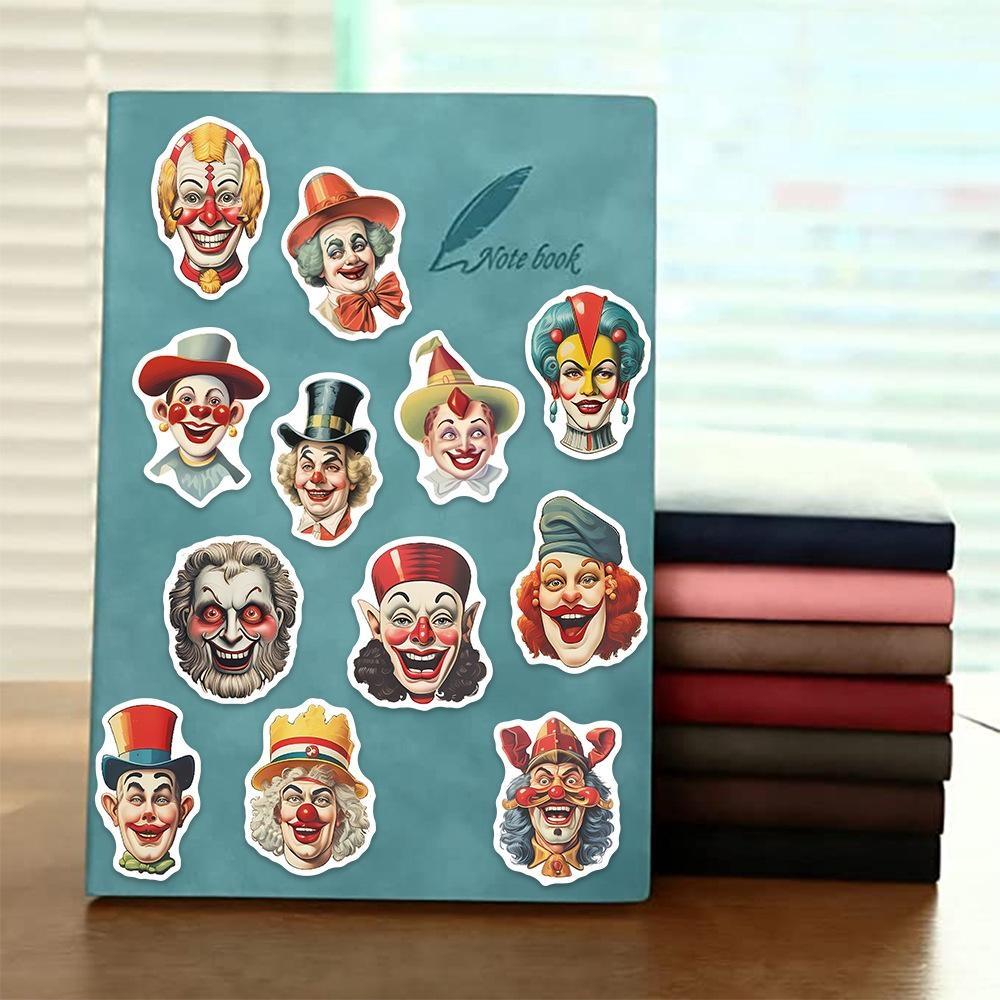 10/50Pcs Cartoon Circus Clown Stickers Joker Graffiti Stickers for DIY Luggage Laptop Skateboard Motorcycle Bicycle Stickers