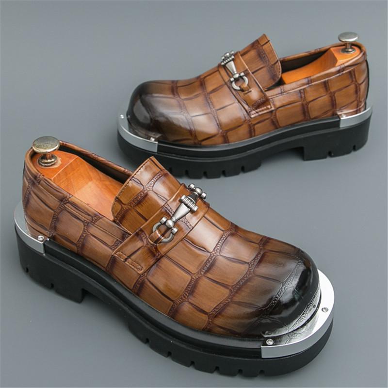 Designer Schwarz Braun Höhenerhöhende Lackleder Freizeitschuhe Herren Alligatormuster Loafer Formell Hochzeitskleid Heimkehr