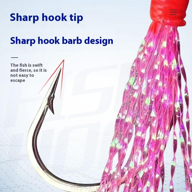 1 Stück 6 Haken Salzwasser Vorfächer 6 Haken Vorfach Blinker Makrele Federangeln Ködervorfächer Meeresangeln Köder Makrele