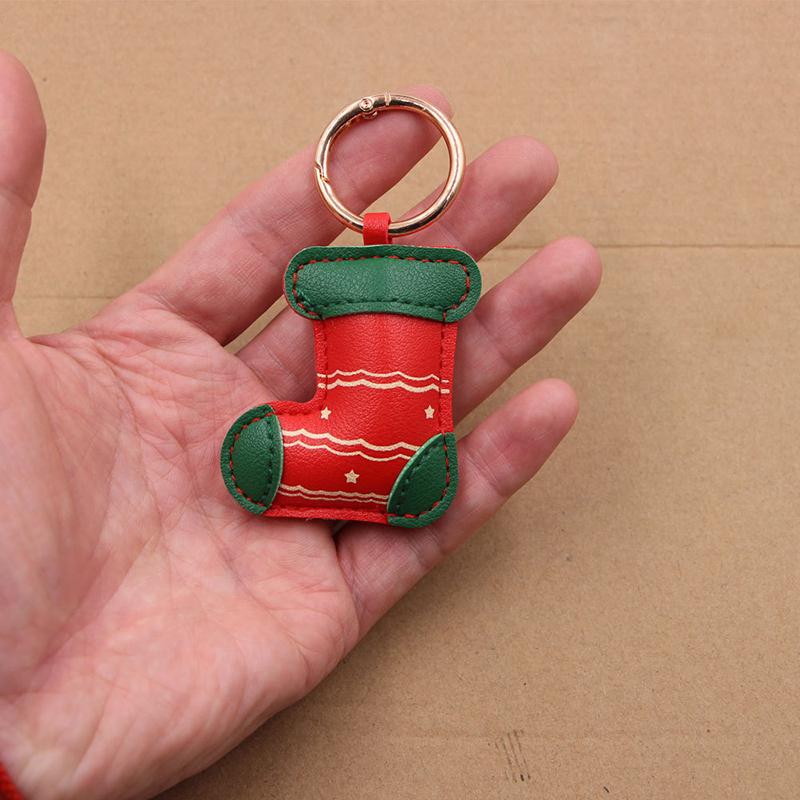 Yogodlns Christmas Keychain Santa Claus Deer Green Strap Faux Leather Phone Charm Pendnat Christmas Gift Party Favors