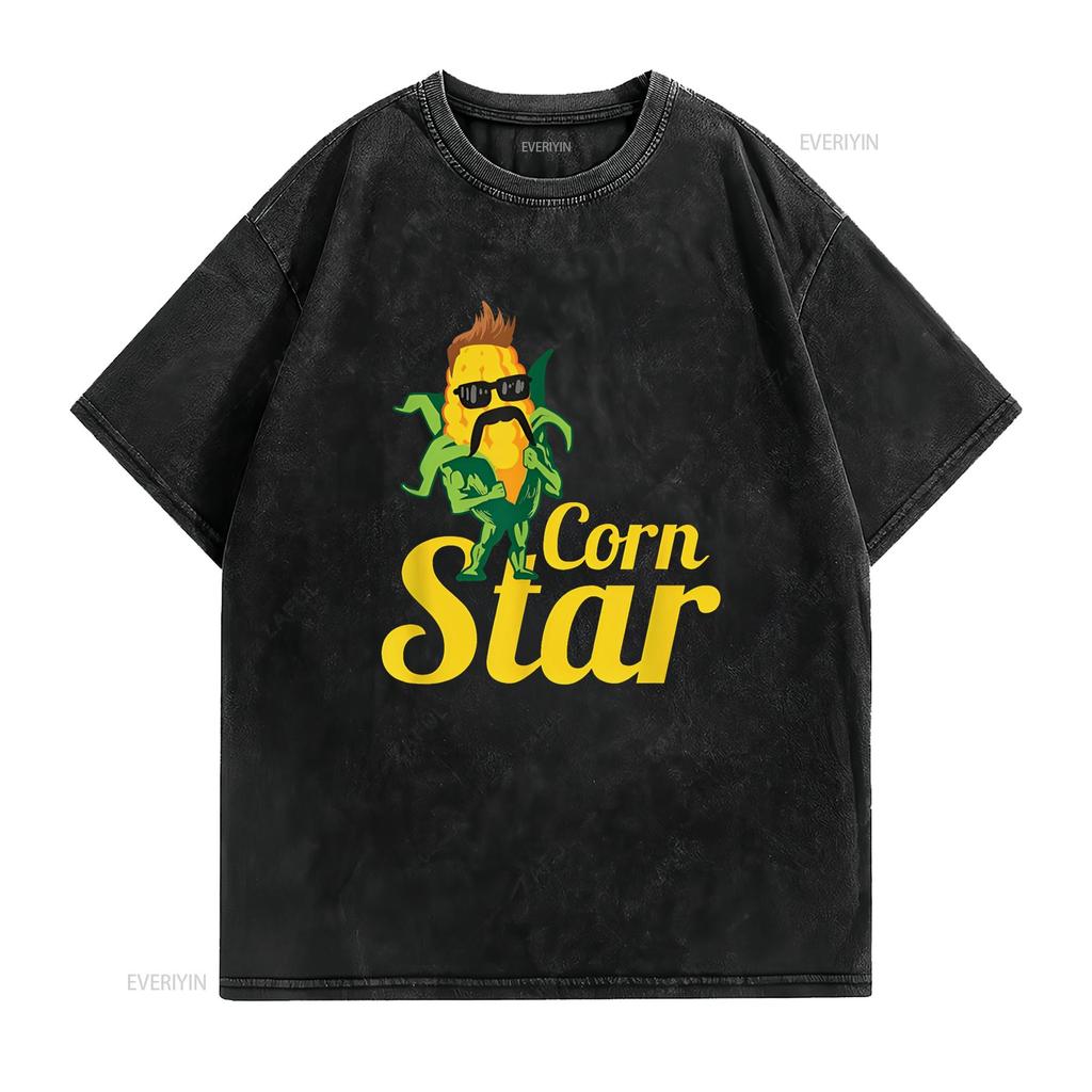Occhiali da Sole a Forma di Stella di Mais Baffi Maglietta Mais vintage Lavata streetwear abbigliamento designer Unisex Stiloso Morbido grafico