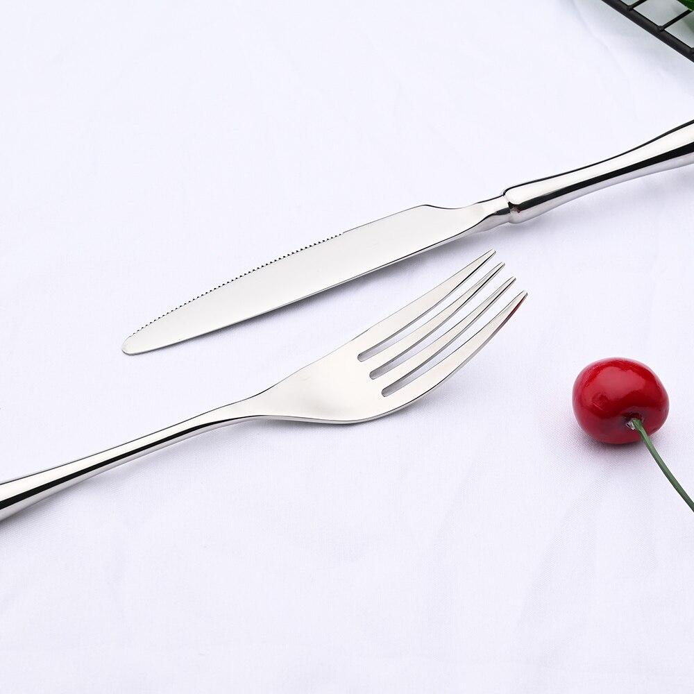 New Luxury 304 Stainless Steel Sliver Flatware Cutlery Set Food Knife Fork Spoon Western Dinnerware Tableware Set Kitchen Accessories