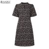 ZANZEA Vestito estivo casual da donna con scollo rotondo e maniche corte con stampa floreale