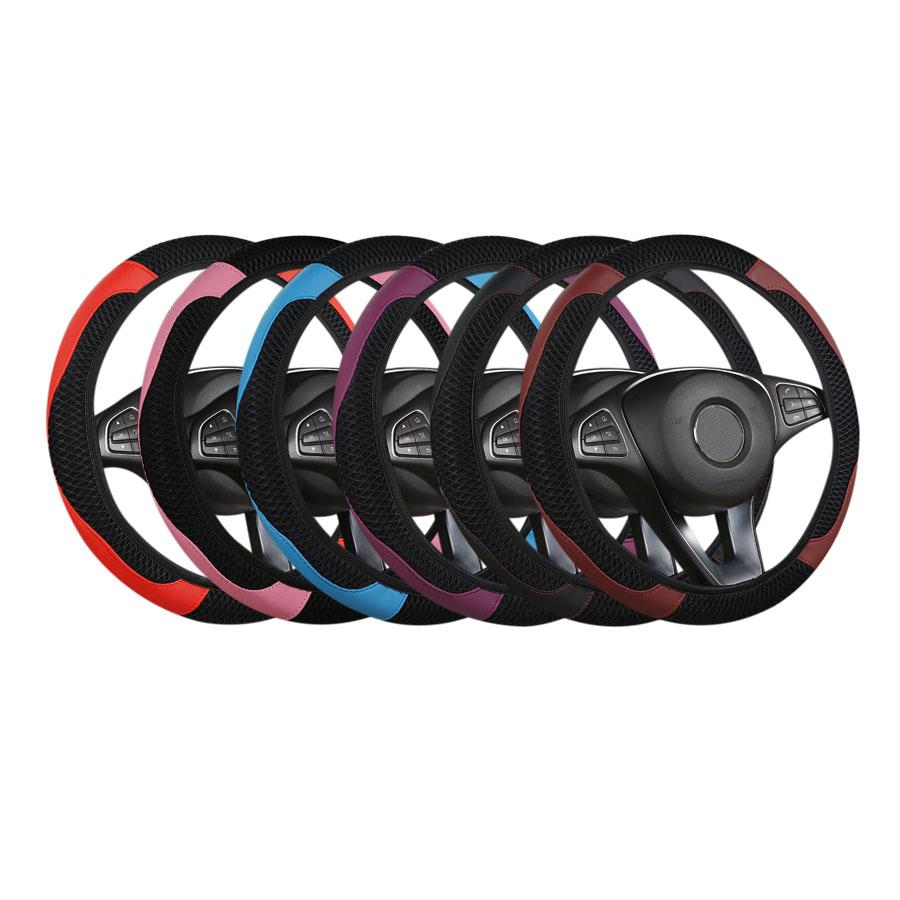 Car Steering wheel cover 3D Embossed No Inner Ring Car Steering Wheel Cover - Breathable Carbon Fiber Auto Parts Accessory