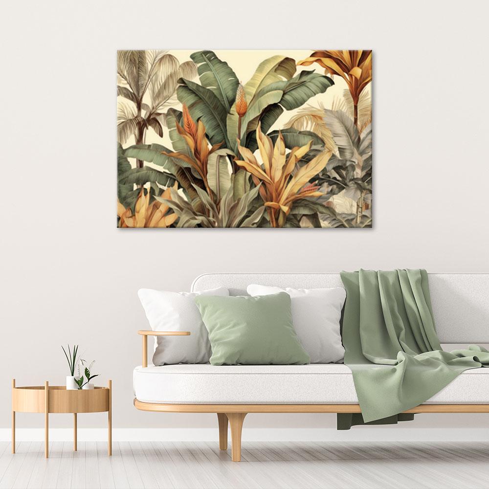 Canvas print, Banana leaves in sepia
