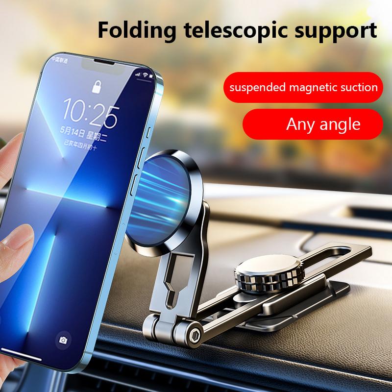 Foldable Magnetic Car Phone Bracket Slide Rail Adjustable Mobile Phone Mount Stand Telescopic Suspension for Tesla Model 3 X Y S