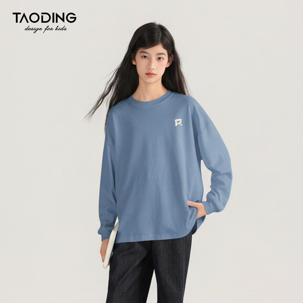 Tao Town Girls' Long-Sleeve Fashionable Loose Top - Versatile Spring/Autumn 2025