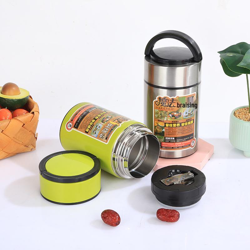 304 Stainless Steel Large Capacity Insulated Double-Layer Food Jar for Outdoor and Household Use